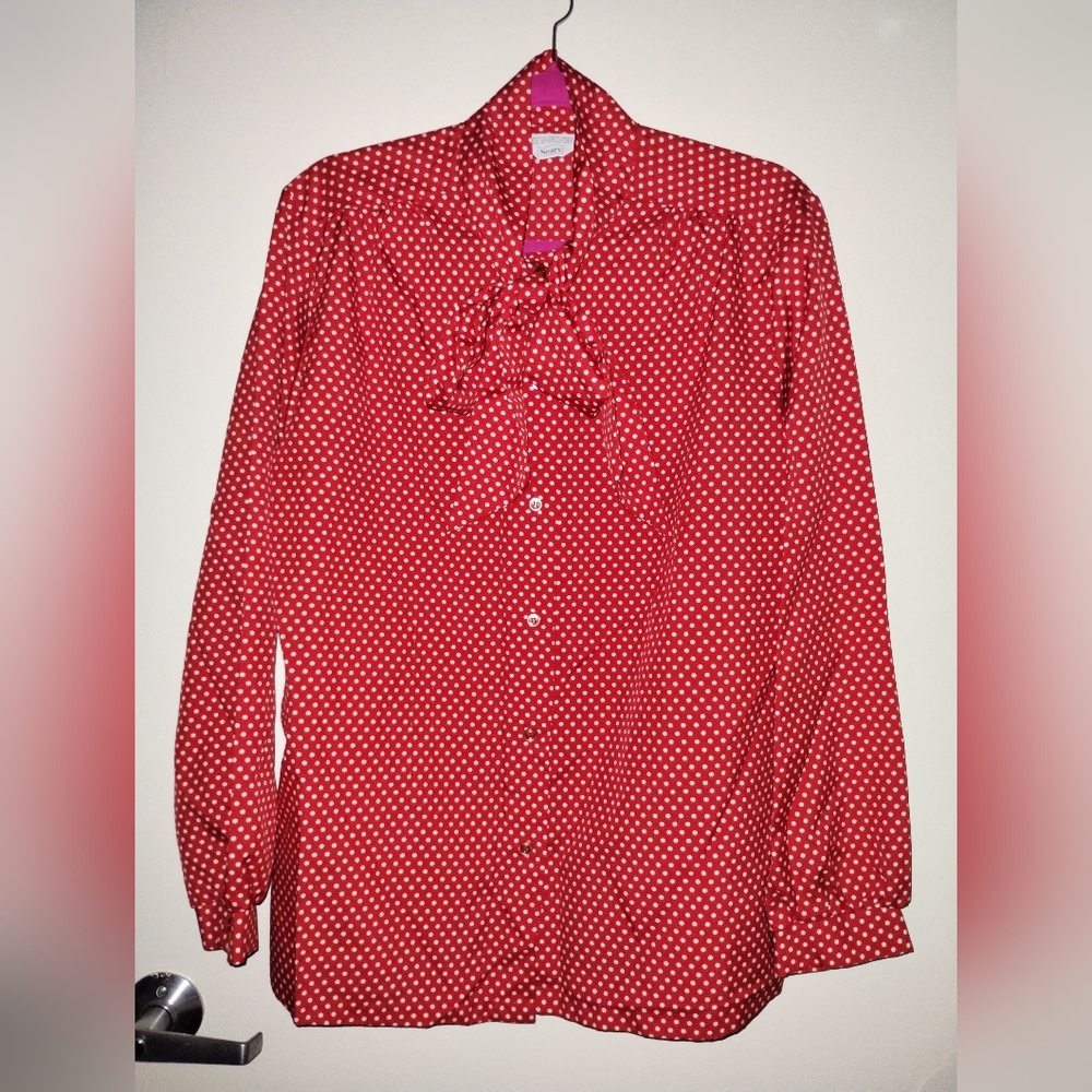 Sears Red and White Polka Dot Blouse